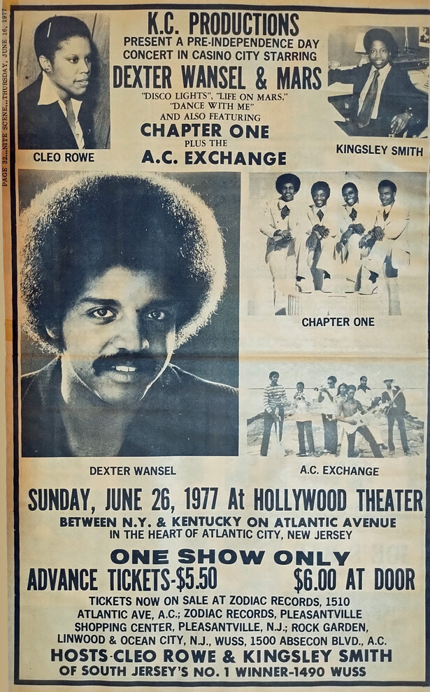 Dexter Wansel Concert promotion ad